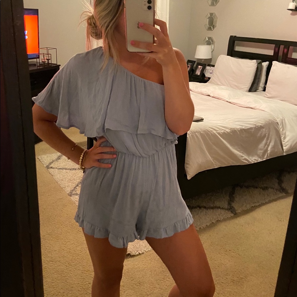 Blue one shoulder romper